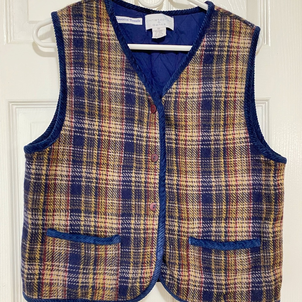 Vintage Christopher & Banks  Size M Blue Wool Stripped Women’s Vest